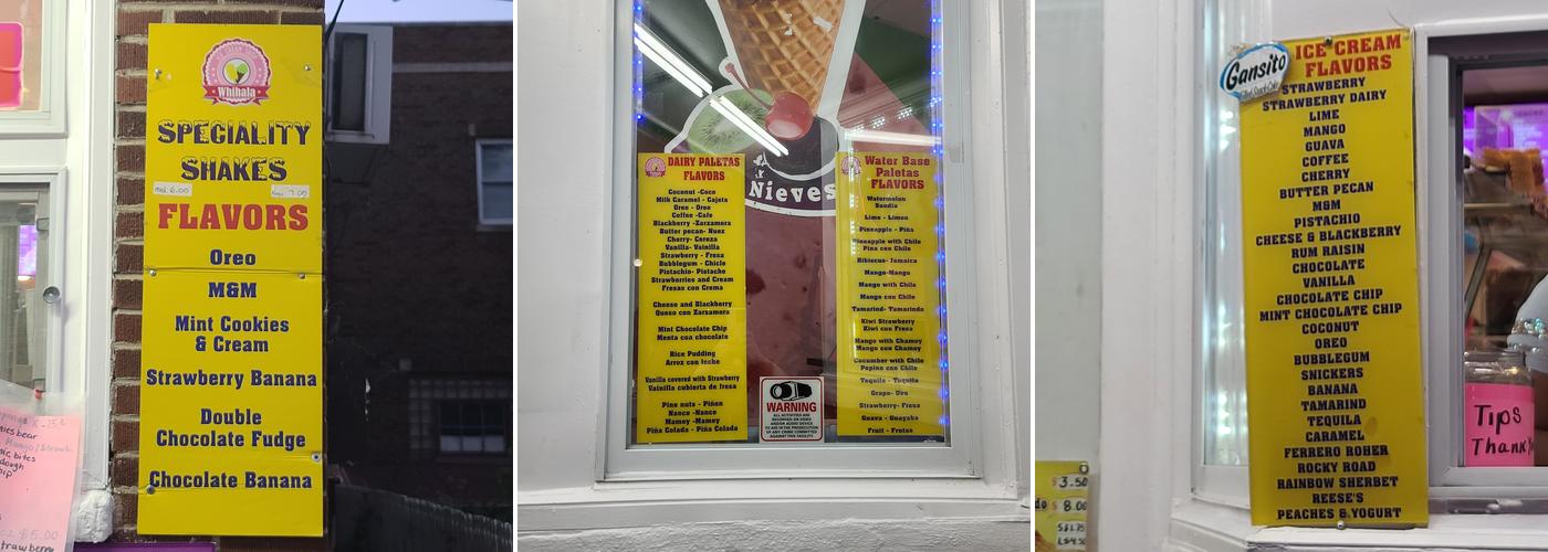 Whihala Ice Cream Menu