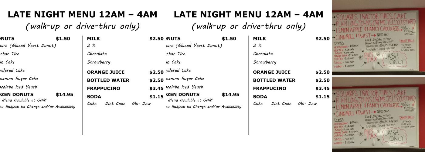 Square Donuts Inc Menu