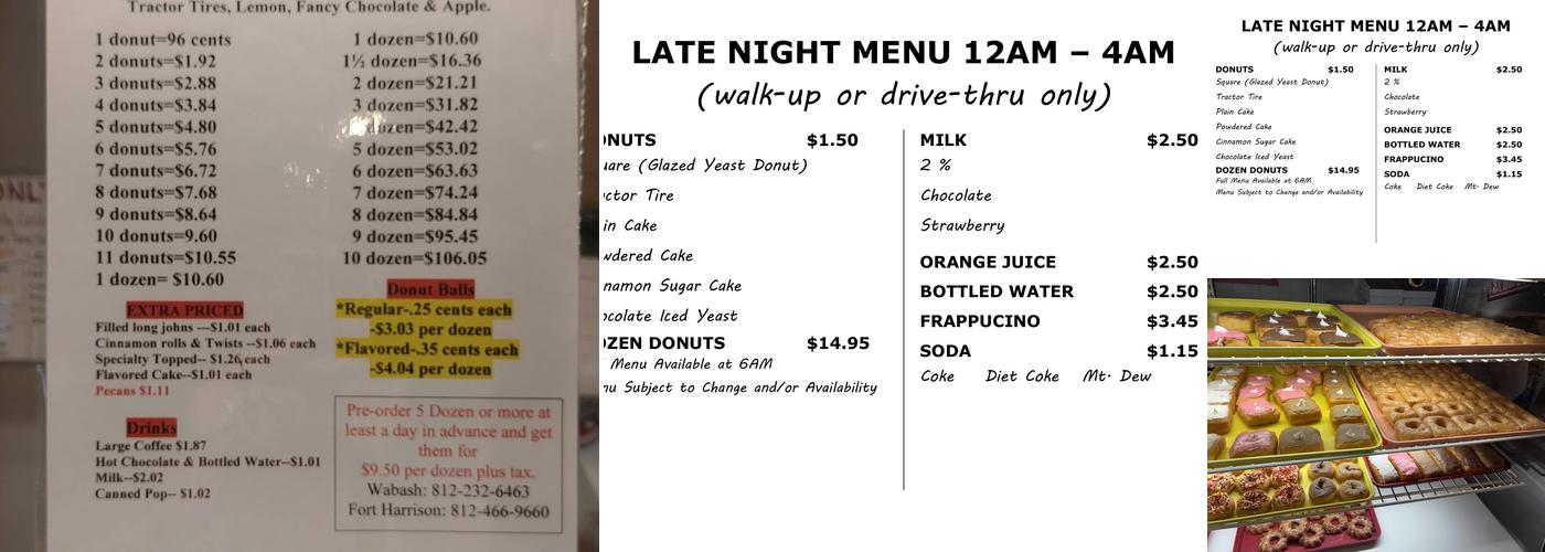 Square Donuts Menu