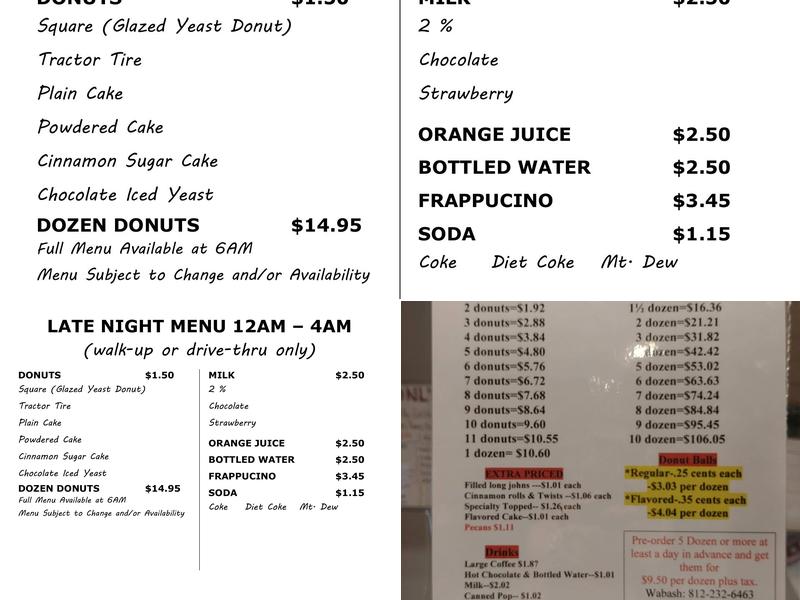 Square Donuts Menu