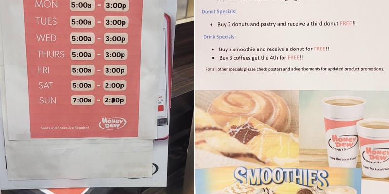 Honey Dew Donuts Menu