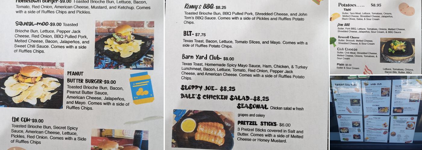 The Barking Cow Menu