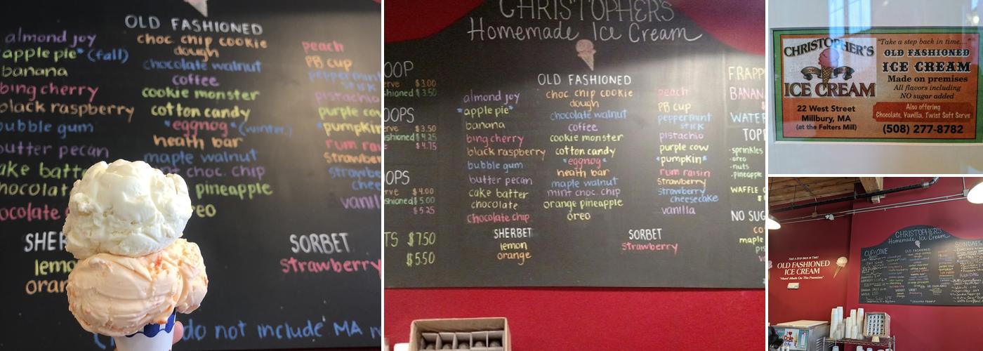 Christopher's Homemade Ice Cream Menu