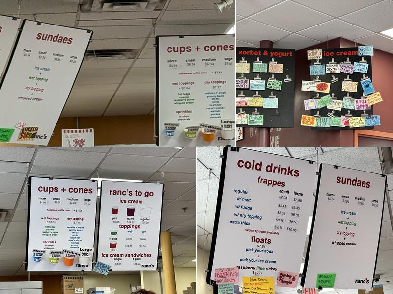 Rancatore's Ice Cream and Yogurt Menu