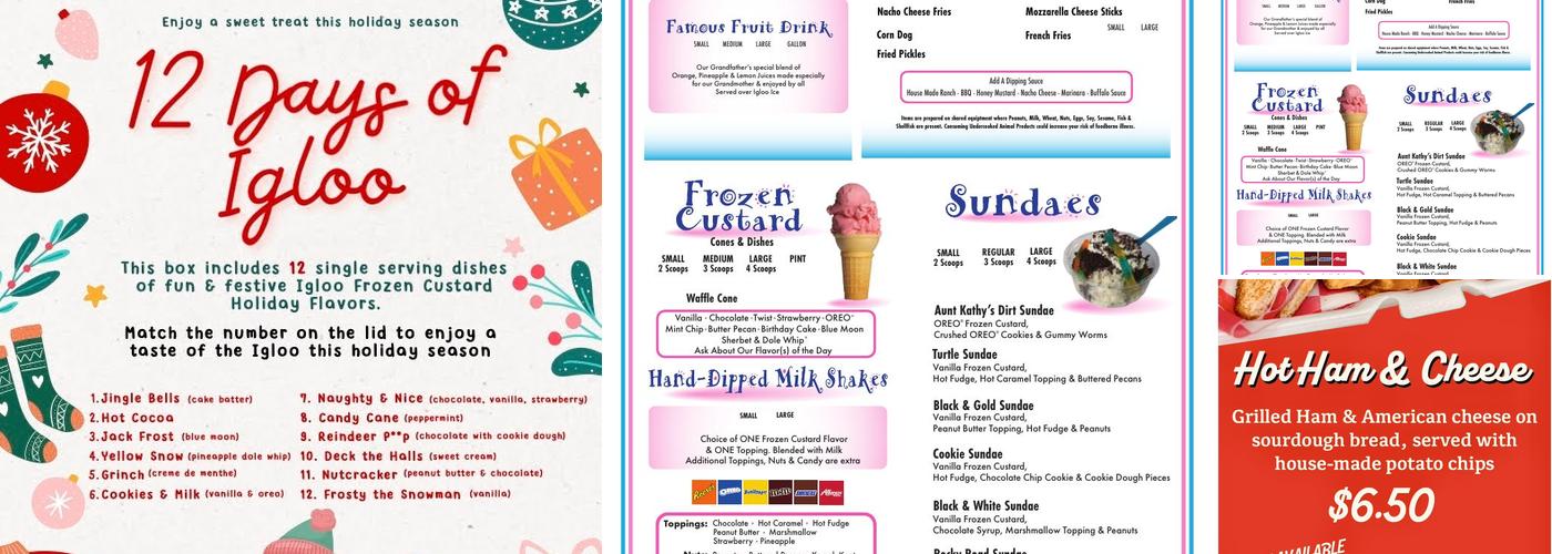 Igloo Frozen Custard Menu
