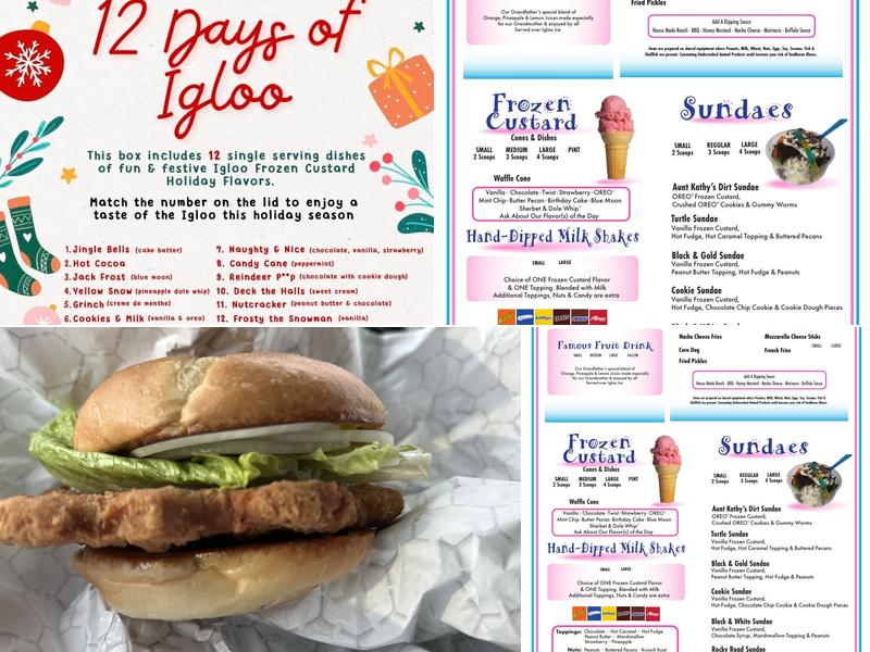 Igloo Frozen Custard Menu