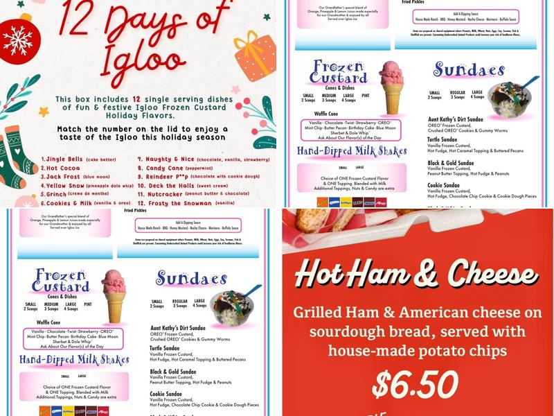 Igloo Frozen Custard Menu