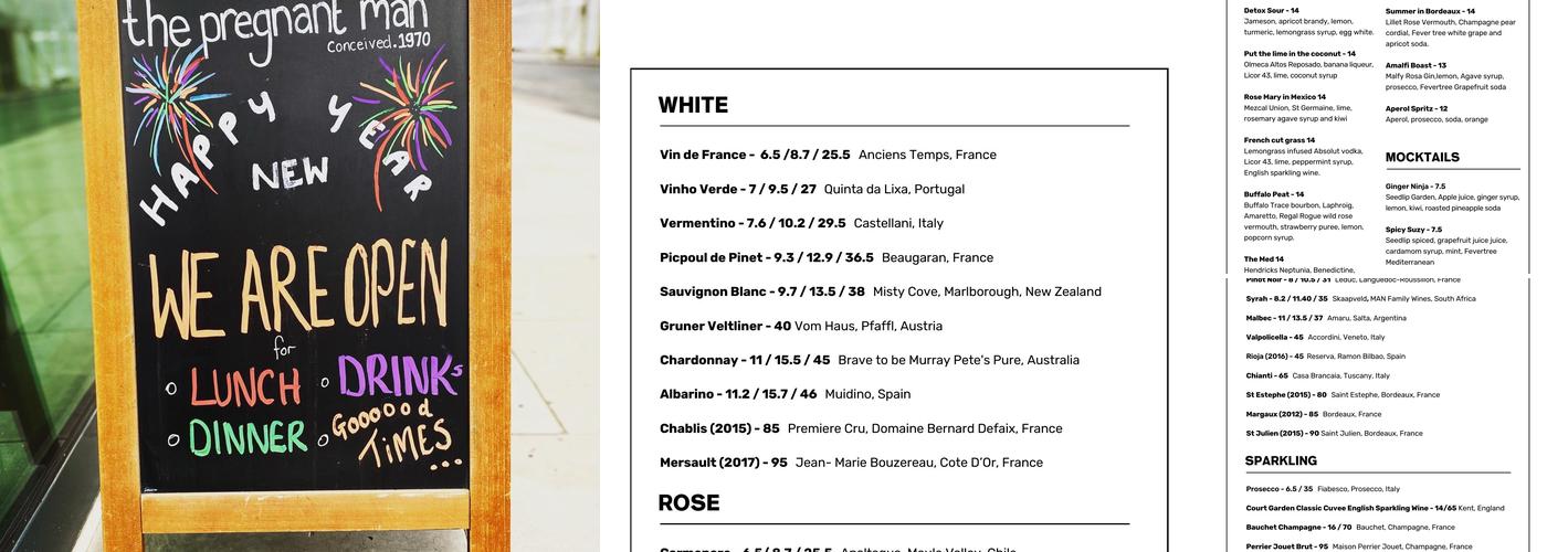 The Pregnant Man Menu