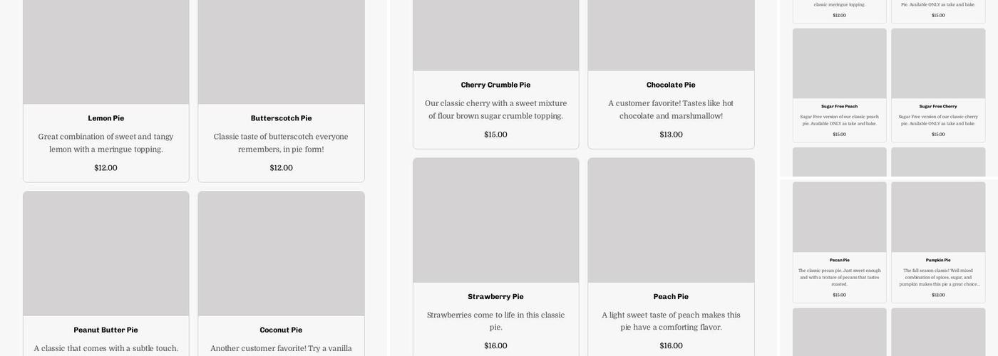 Moore's Pie Shop Menu