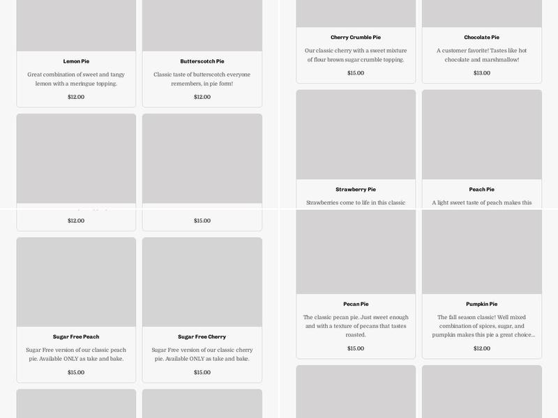 Moore's Pie Shop Menu