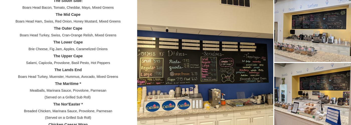 Cape Cod Creamery Menu