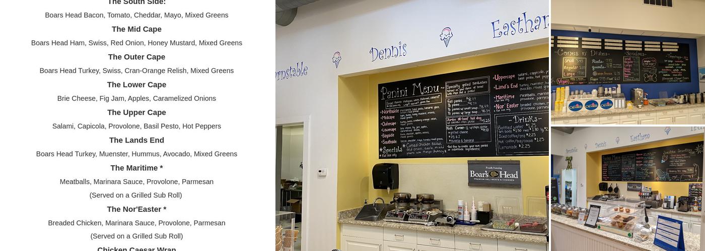 Cape Cod Creamery Menu