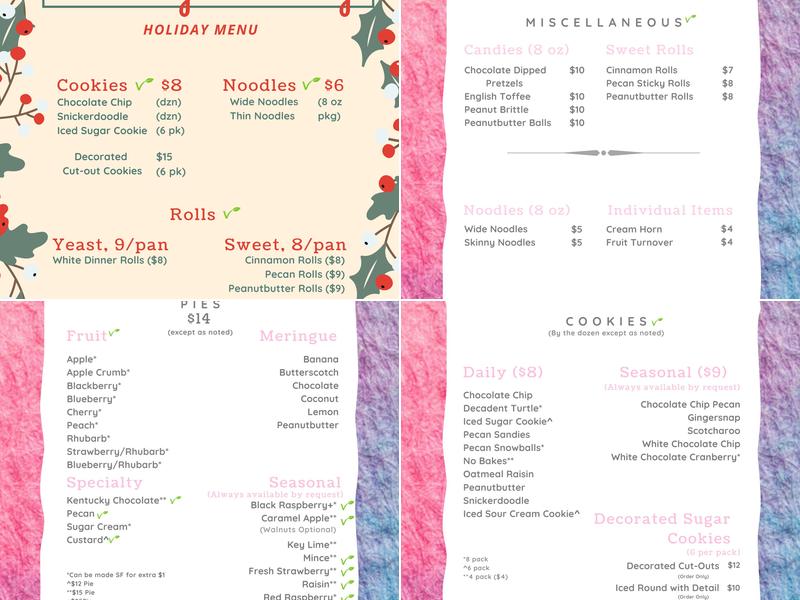 Ahlemeyer Bakery Menu