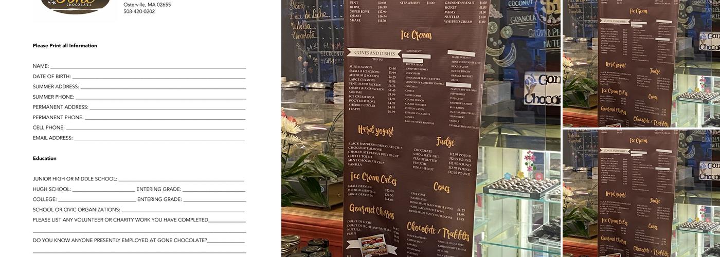 Gone Chocolate Menu