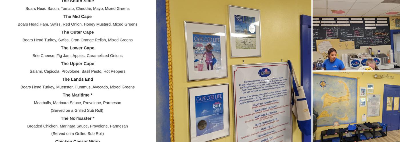 Cape Cod Creamery Menu