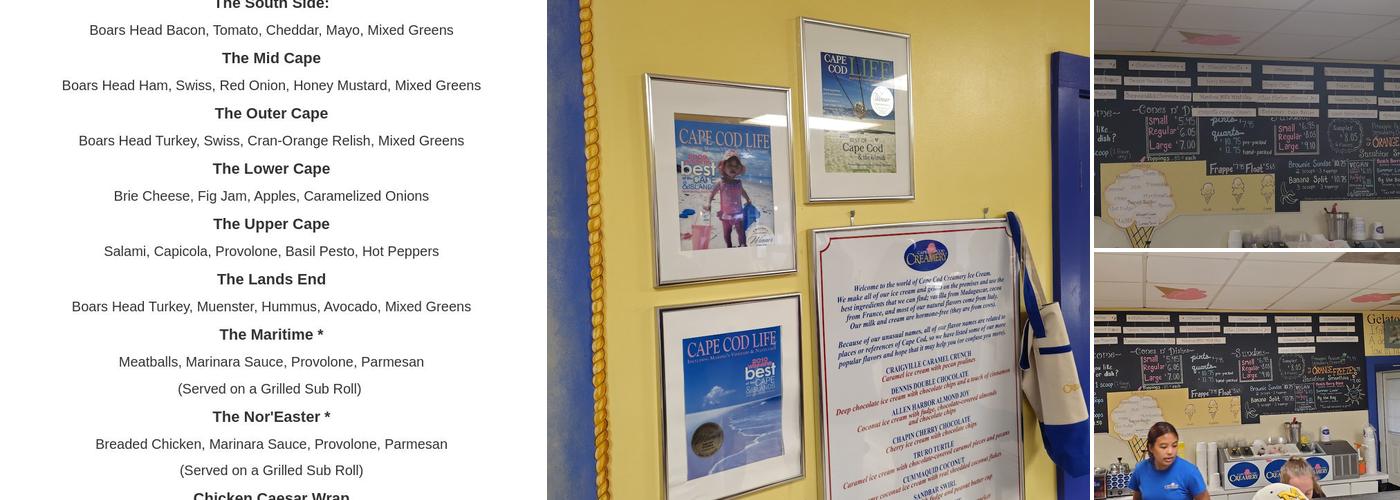Cape Cod Creamery Menu