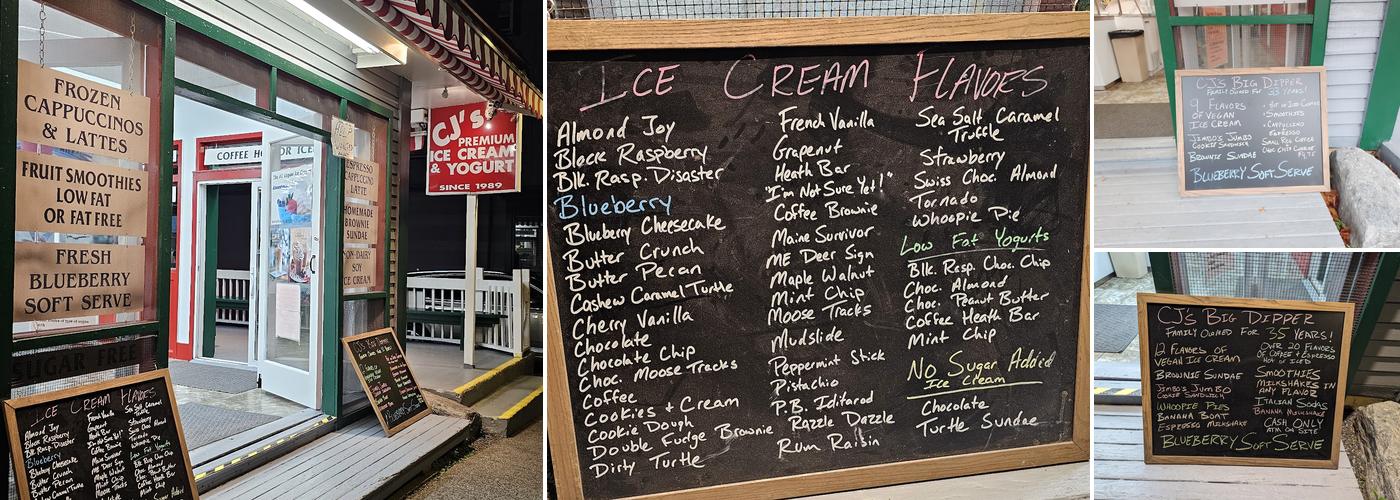 CJ's Big Dipper Menu