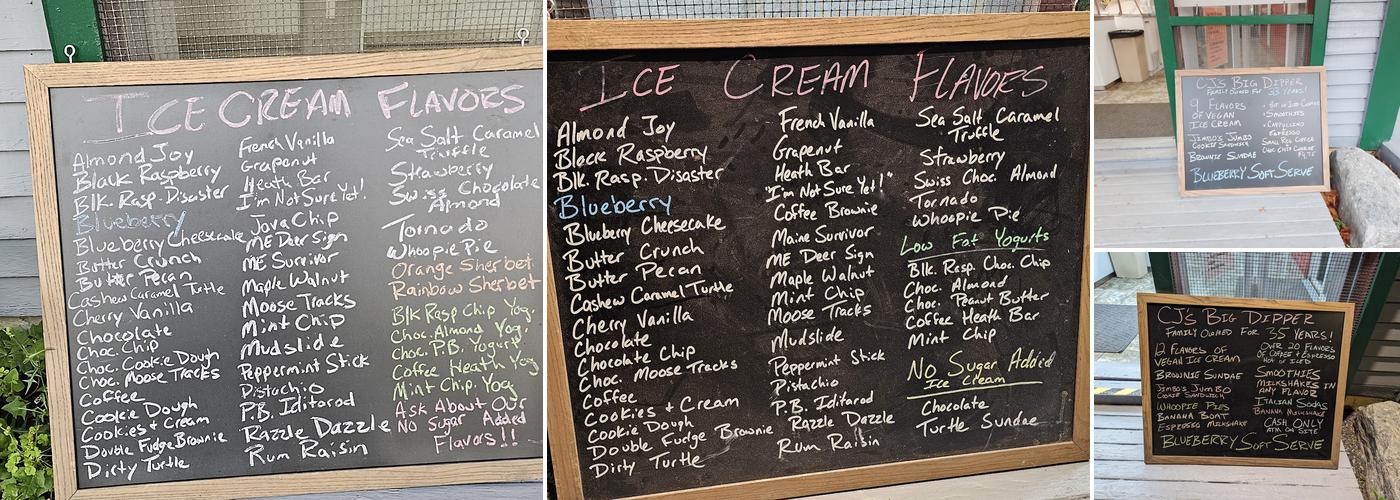 CJ's Big Dipper Menu