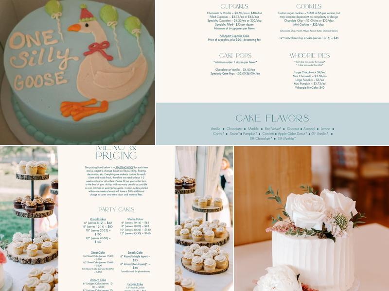 Three Sisters Cake Shop Menu