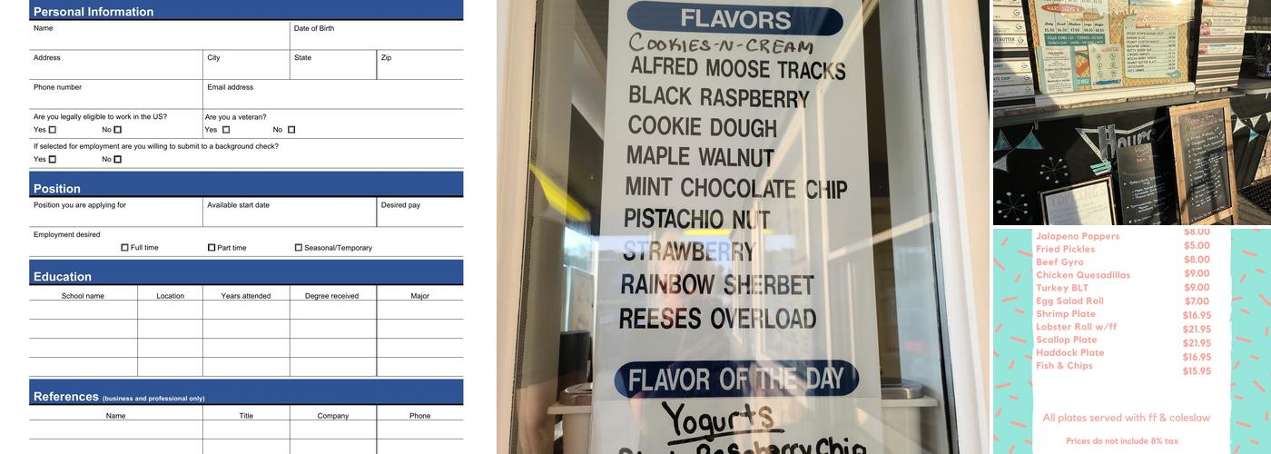 Dairy Delite Menu
