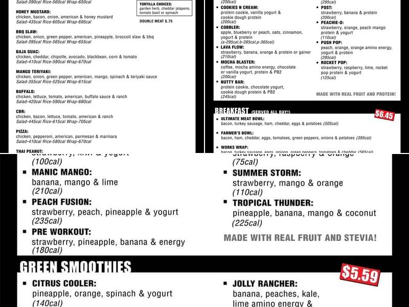NutriSport & Smoothie Edgewood Menu