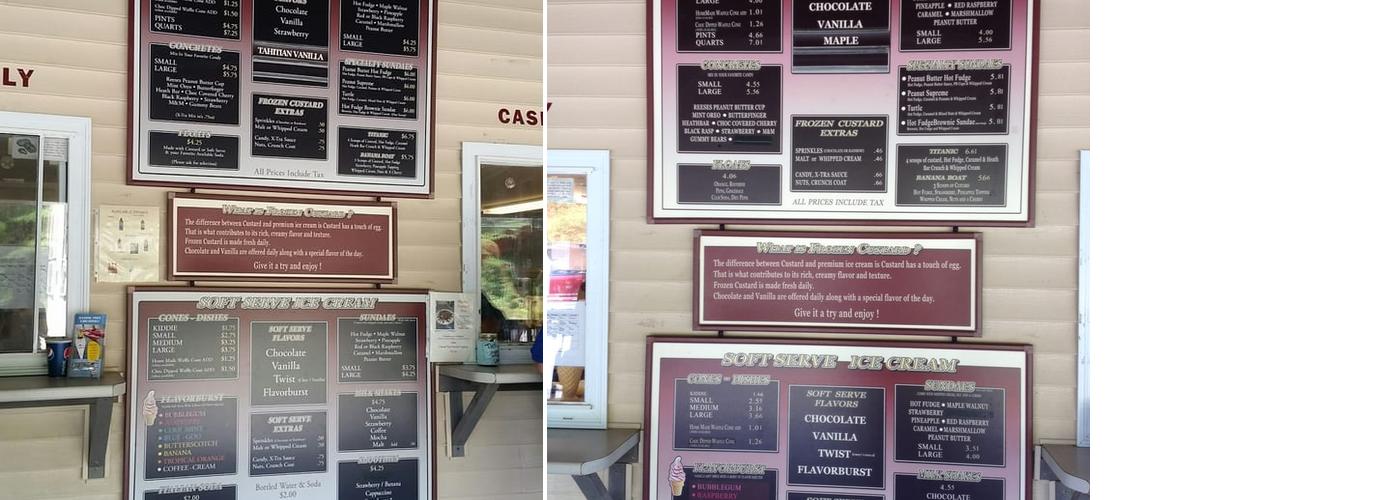 Mainely Custard Menu