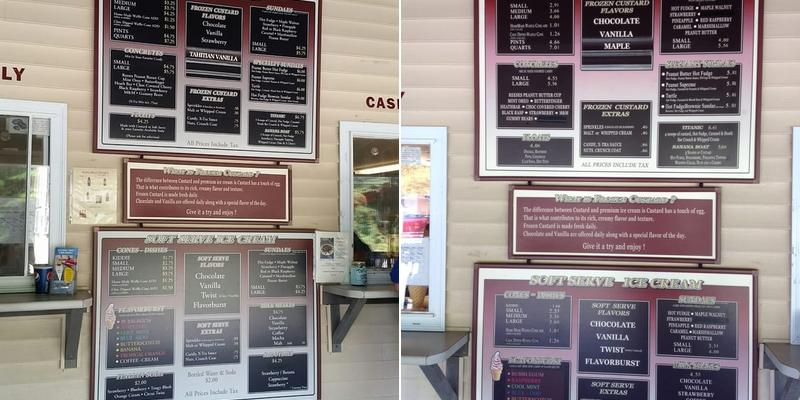 Mainely Custard Menu