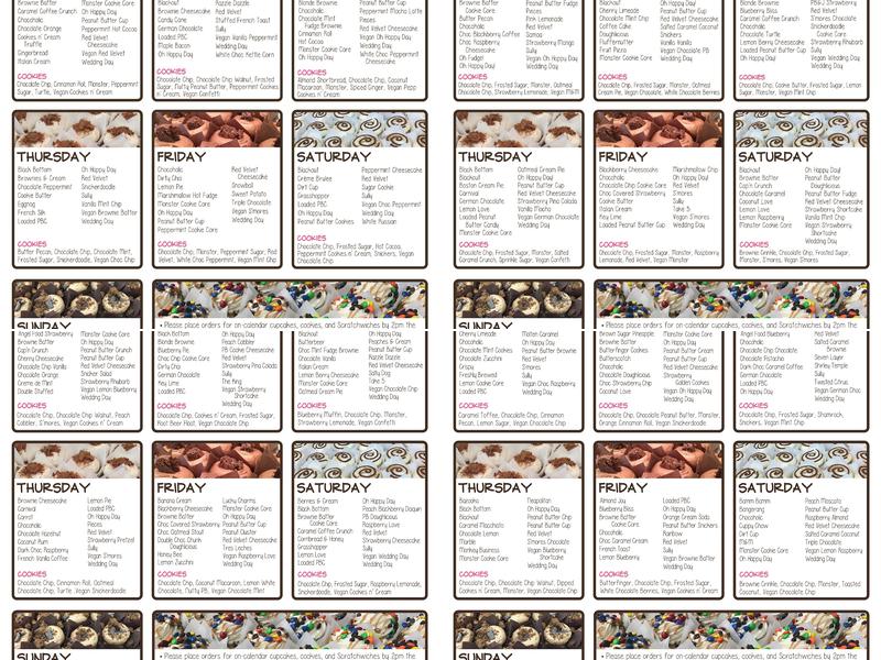 Scratch Cupcakery Waterloo Menu
