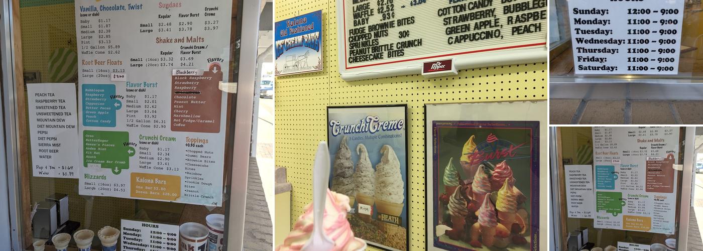 Yotty's Ice Cream Shop Menu