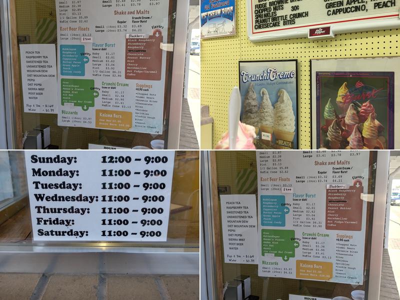 Yotty's Ice Cream Shop Menu