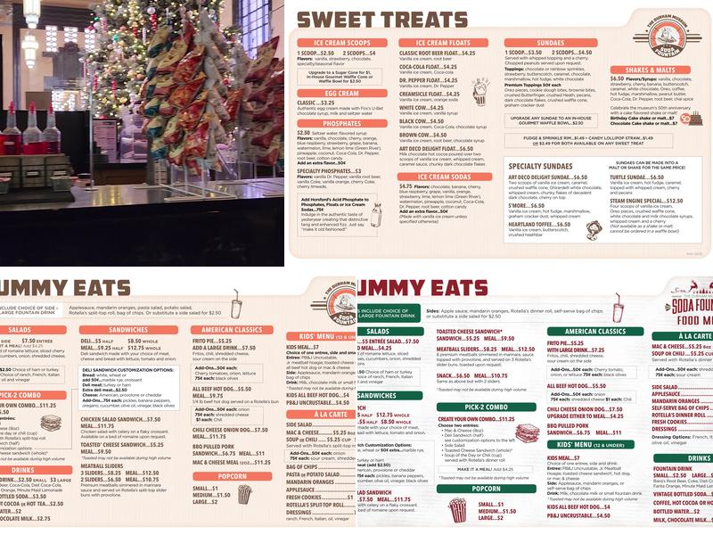 Soda Fountain Menu