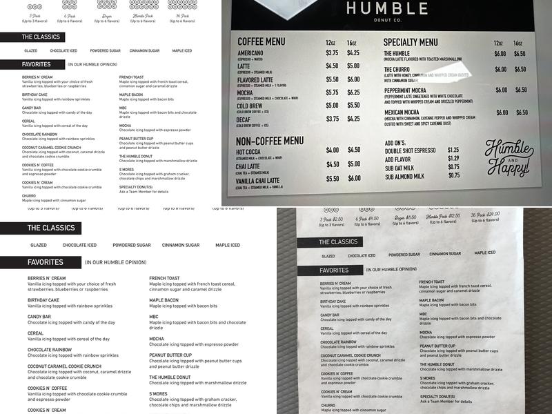 Humble Donuts Menu