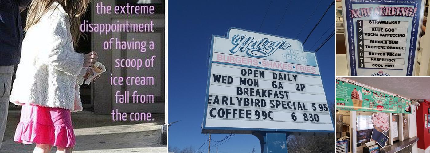 Haley's Ice Cream Menu