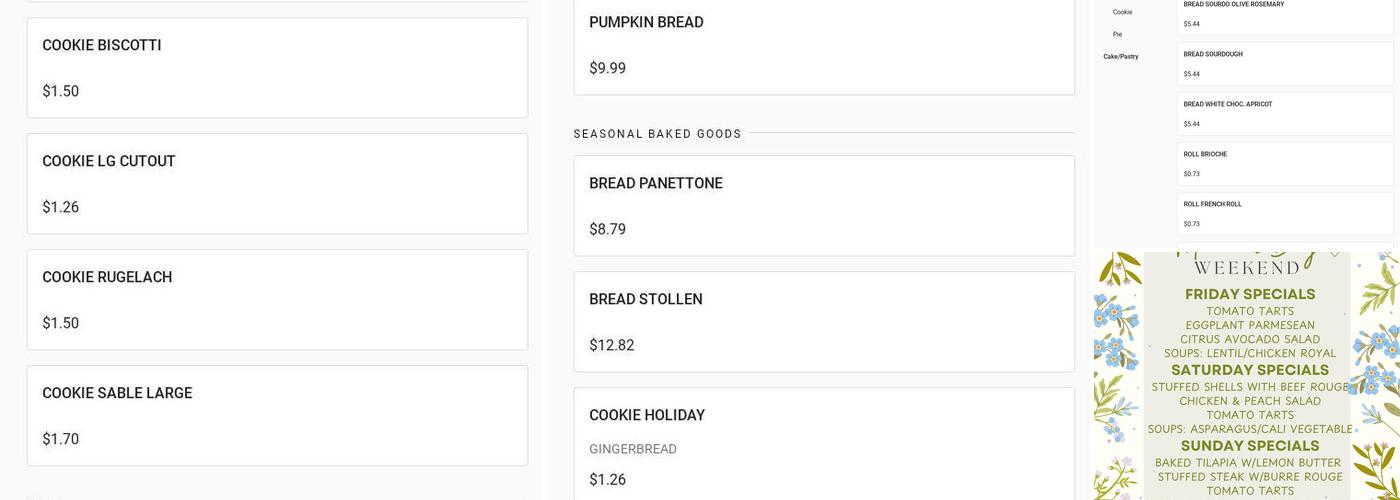 Bagatelle Bakery Menu
