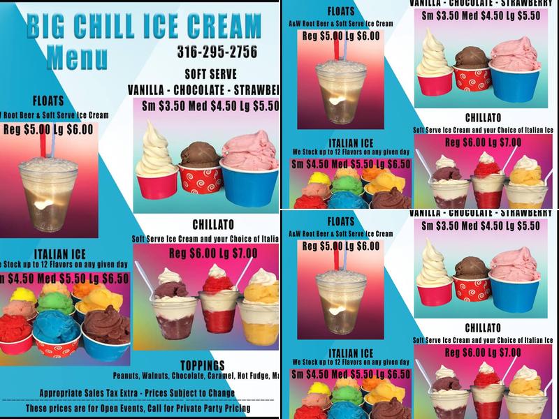 Big Chill Ice Cream Menu