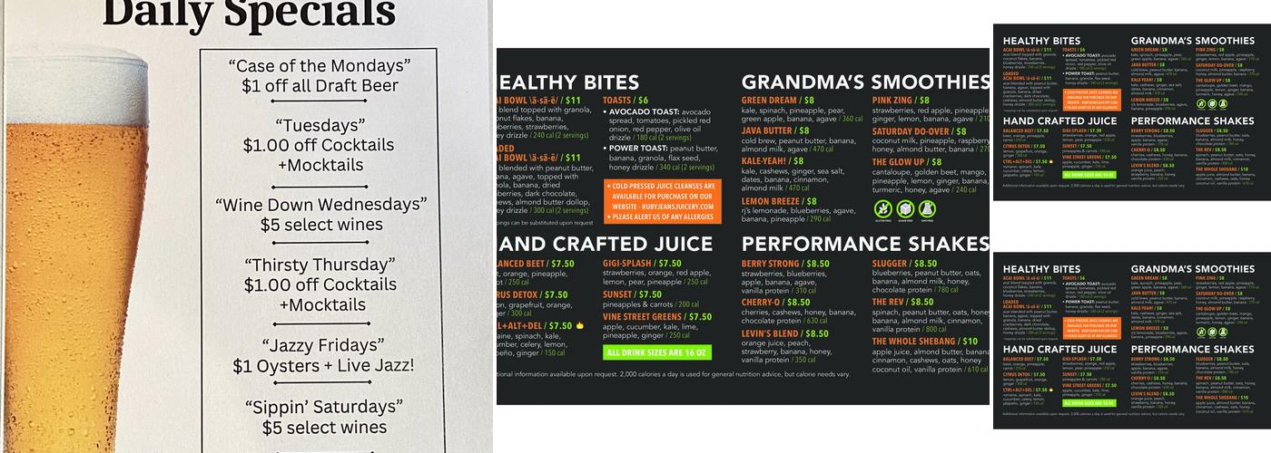 The Fountain Room Menu