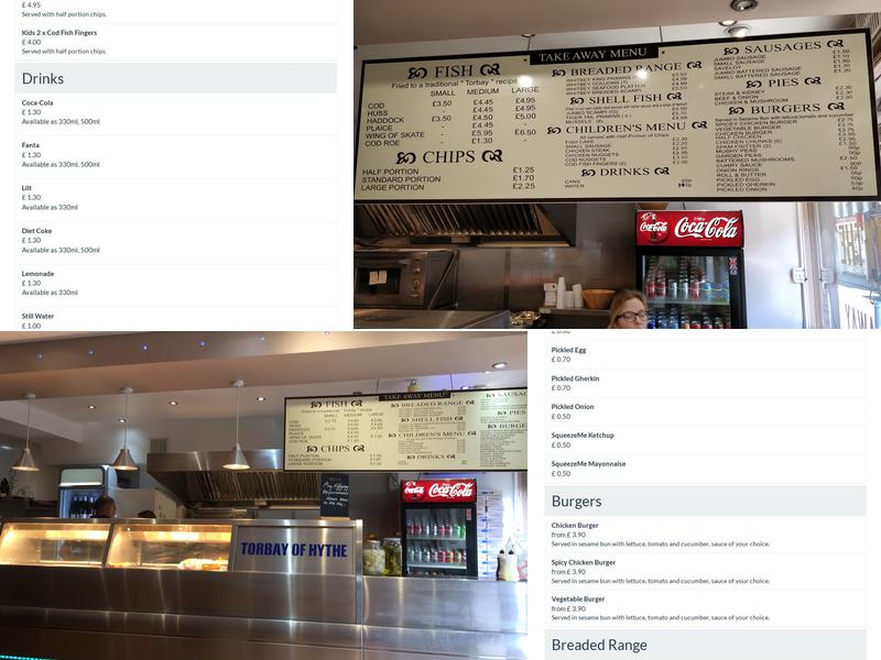 Torbay Of Hythe Menu
