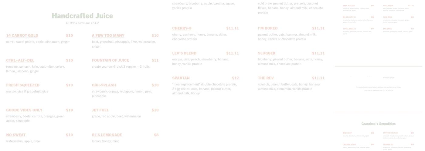 Ruby Jean's Kitchen & Juicery Menu