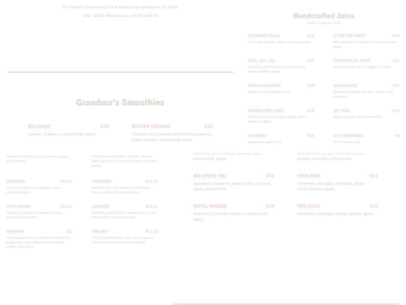 Ruby Jean's Kitchen & Juicery Menu