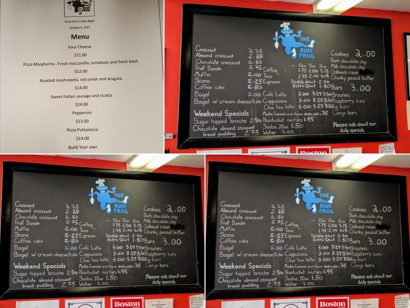 Blue Frog Bakery Menu