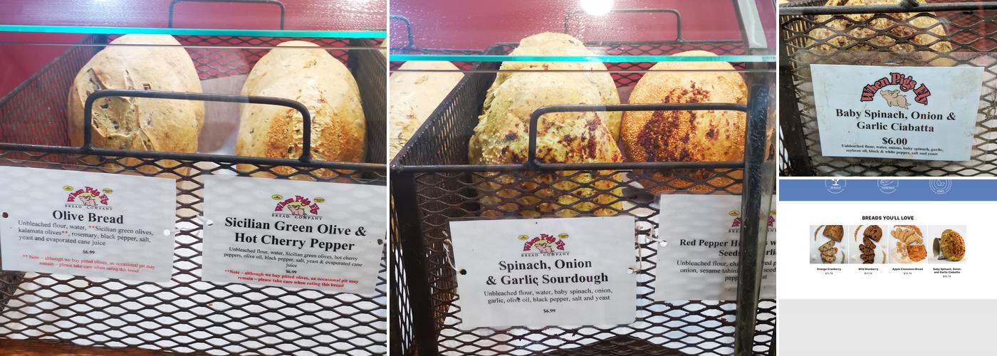 When Pigs Fly Breads Menu