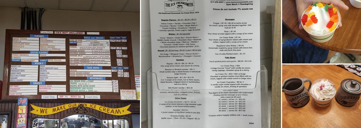 The Ice Creamsmith Menu