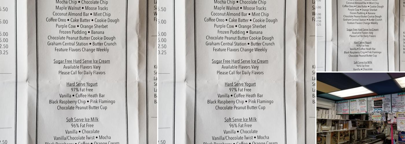 Frozen Freddies Menu