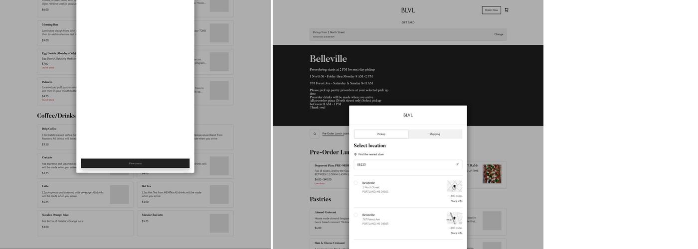 Belleville Menu