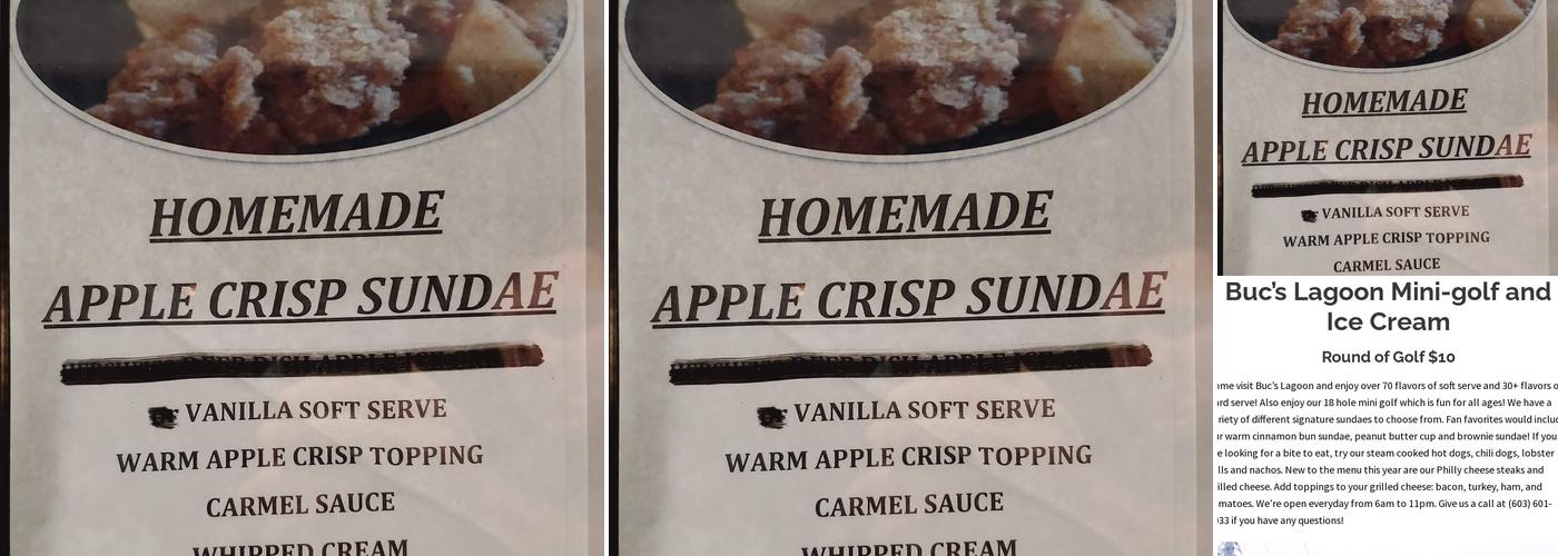 Buc's Minigolf And Ice Cream Menu