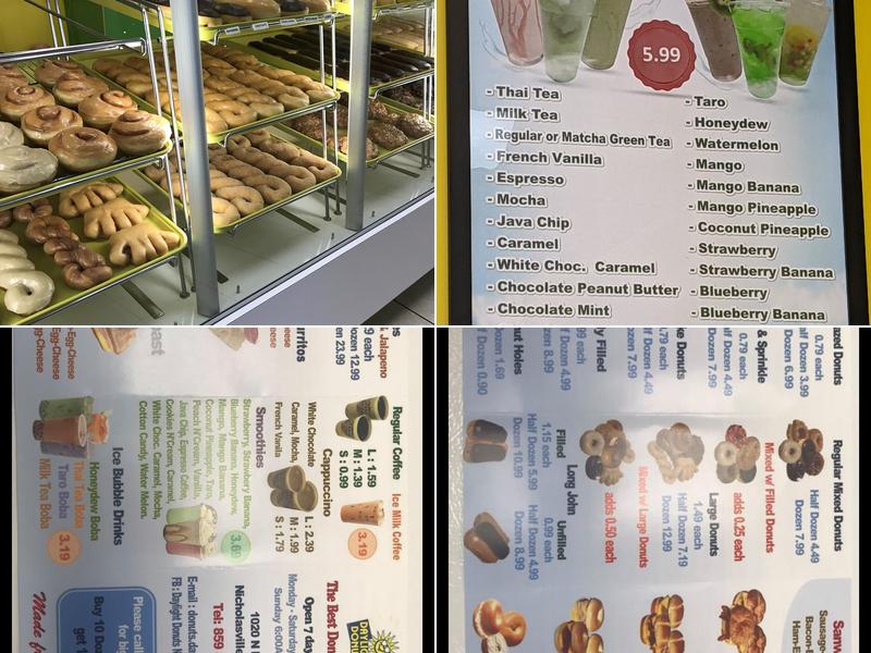 Daylight Donuts Menu