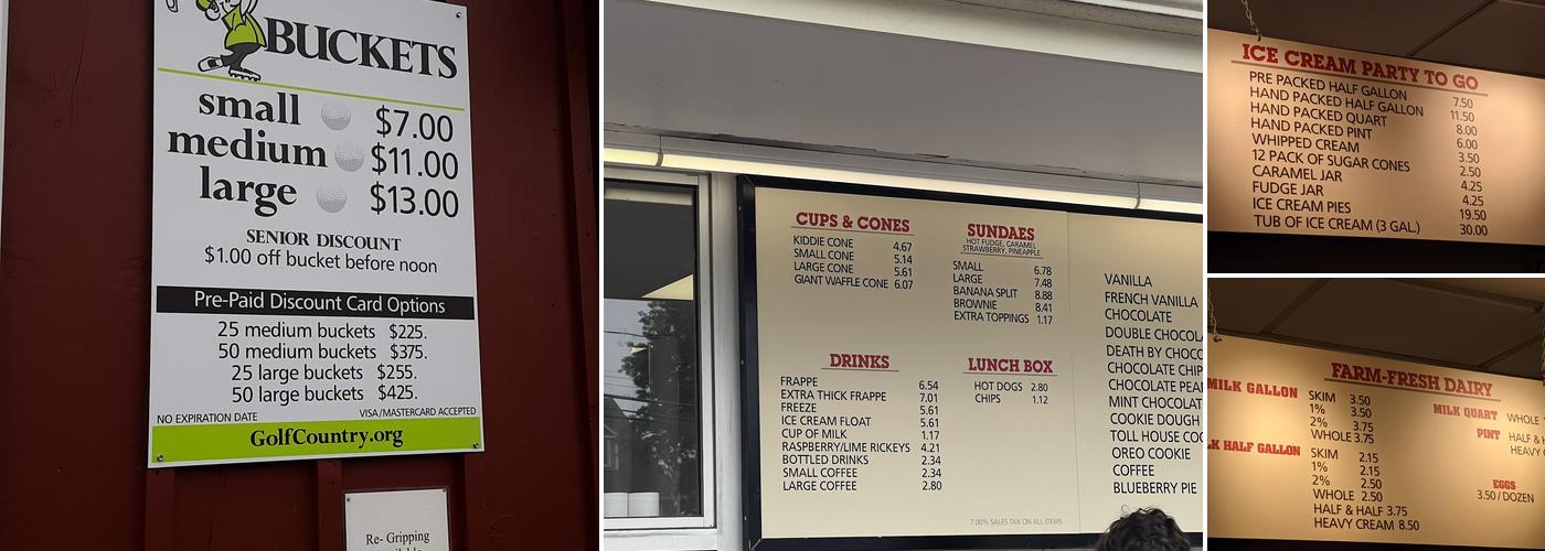 Richardson's Ice Cream Menu