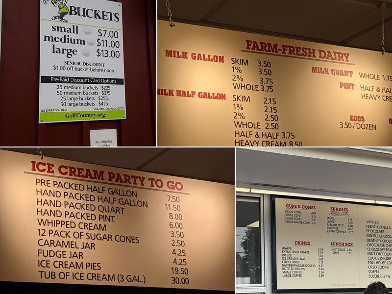 Richardson's Ice Cream Menu