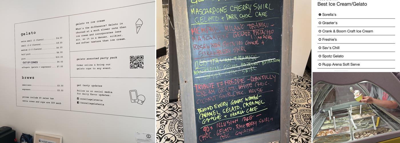 Sorella Gelateria Menu
