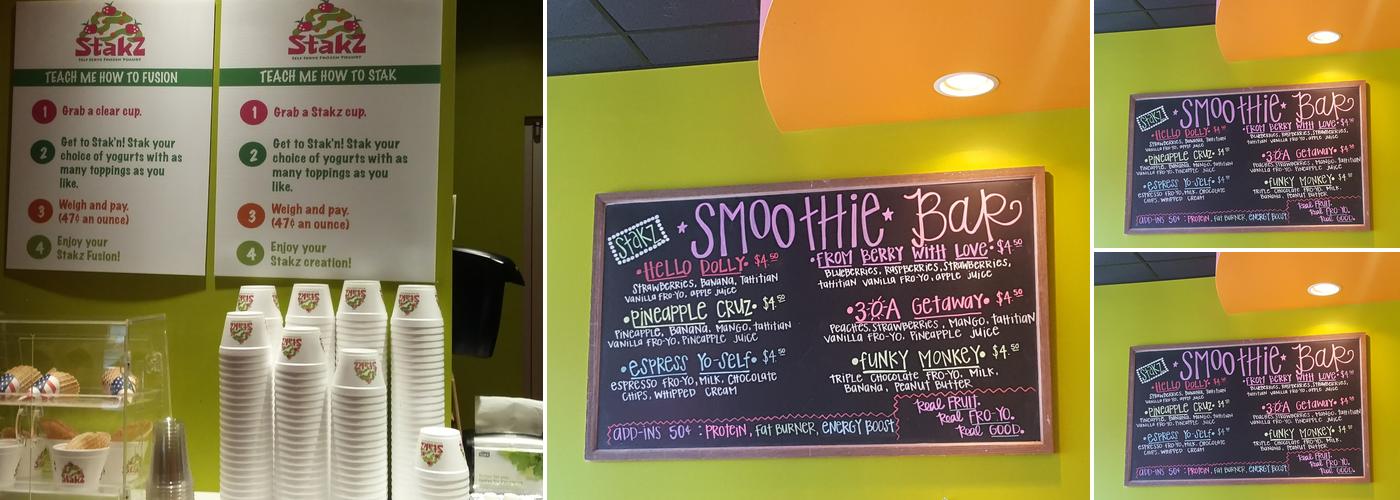 Stakz Frozen Yogurt Menu